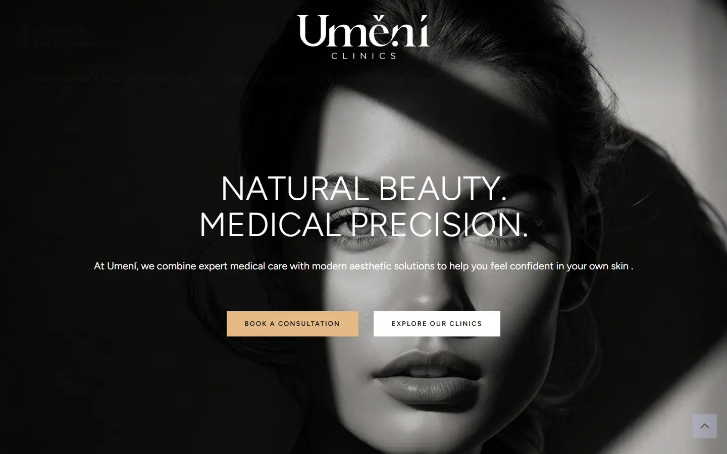 Clinic website home page on desktop