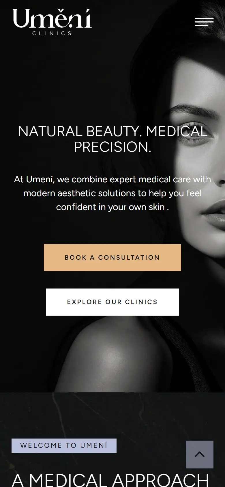 Clinic website home page on a phone