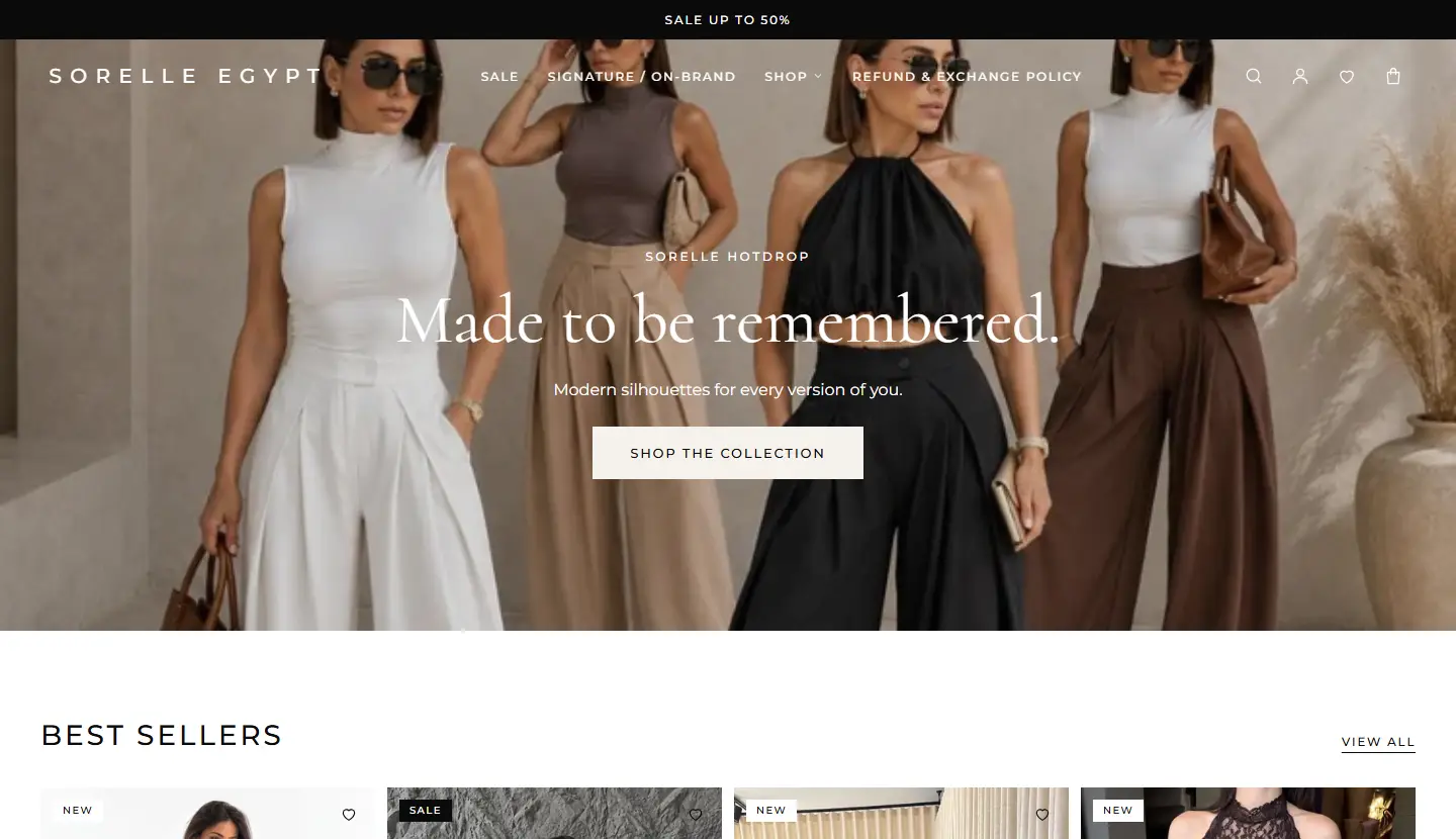 Fashion store home page on desktop