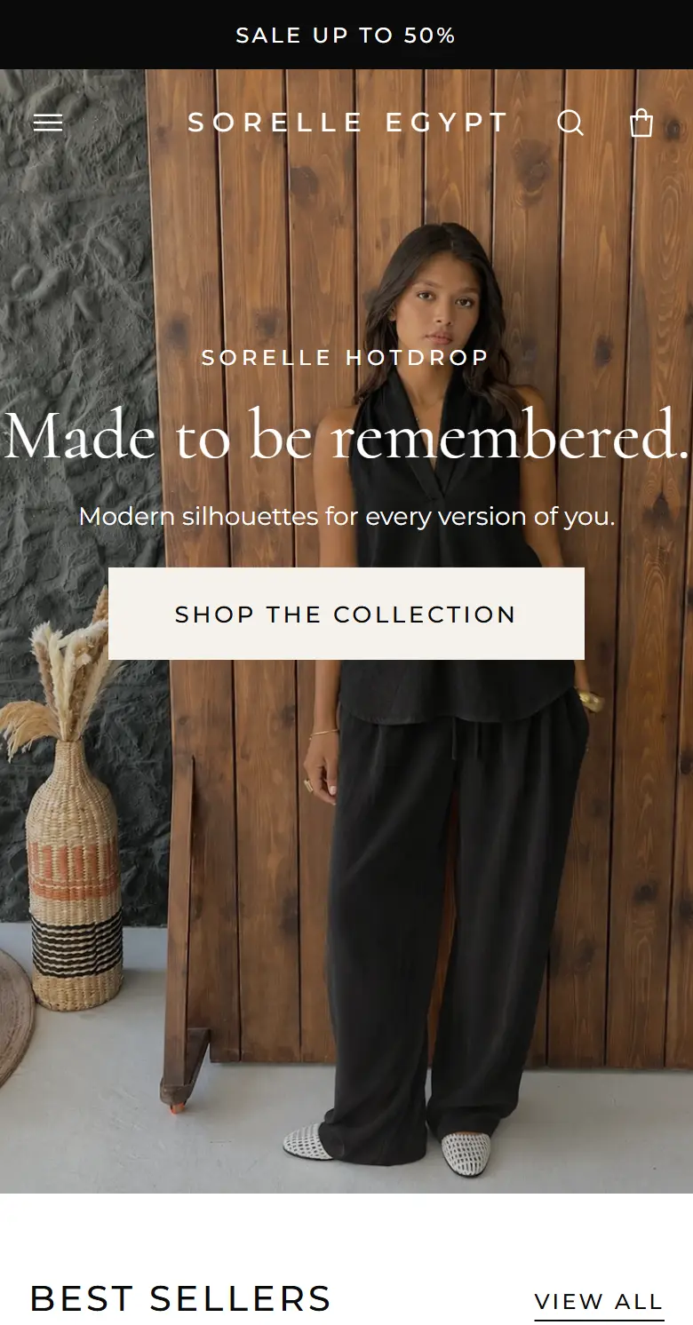 Fashion store home page on a phone